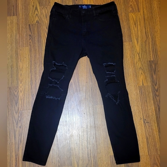 Hollister California Black Ripped Skinny Jeans - Size 9S (W29 L26) Short - Picture 1 of 12
